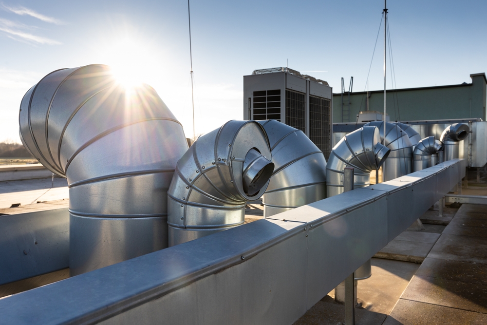 Rooftop ductwork and HVAC equipment